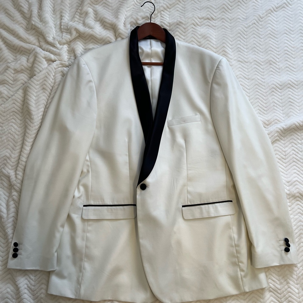 White Tuxedo Jacket with Black Shawl Collar